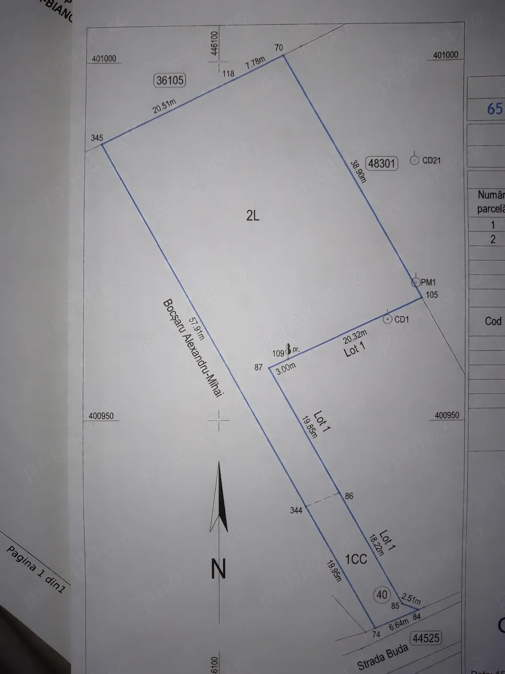 Teren intravilan,1287 mp,toate utilitatile,60 mp negociabil.Rm.Valcea,Strada BudaPriveliste frumoasa