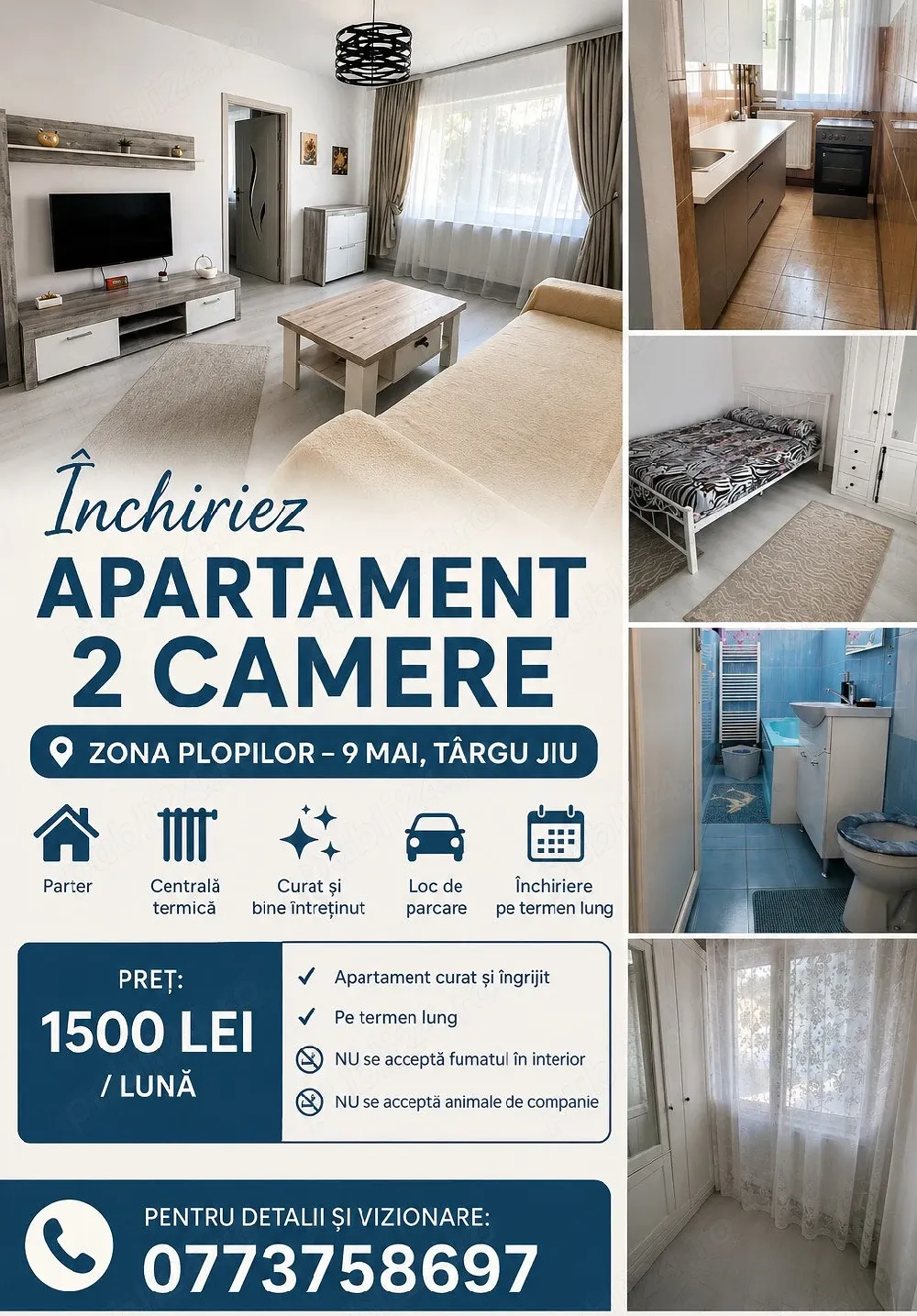 Proprietar,închiriez apartament in Târgu-Jiu, 9 Mai