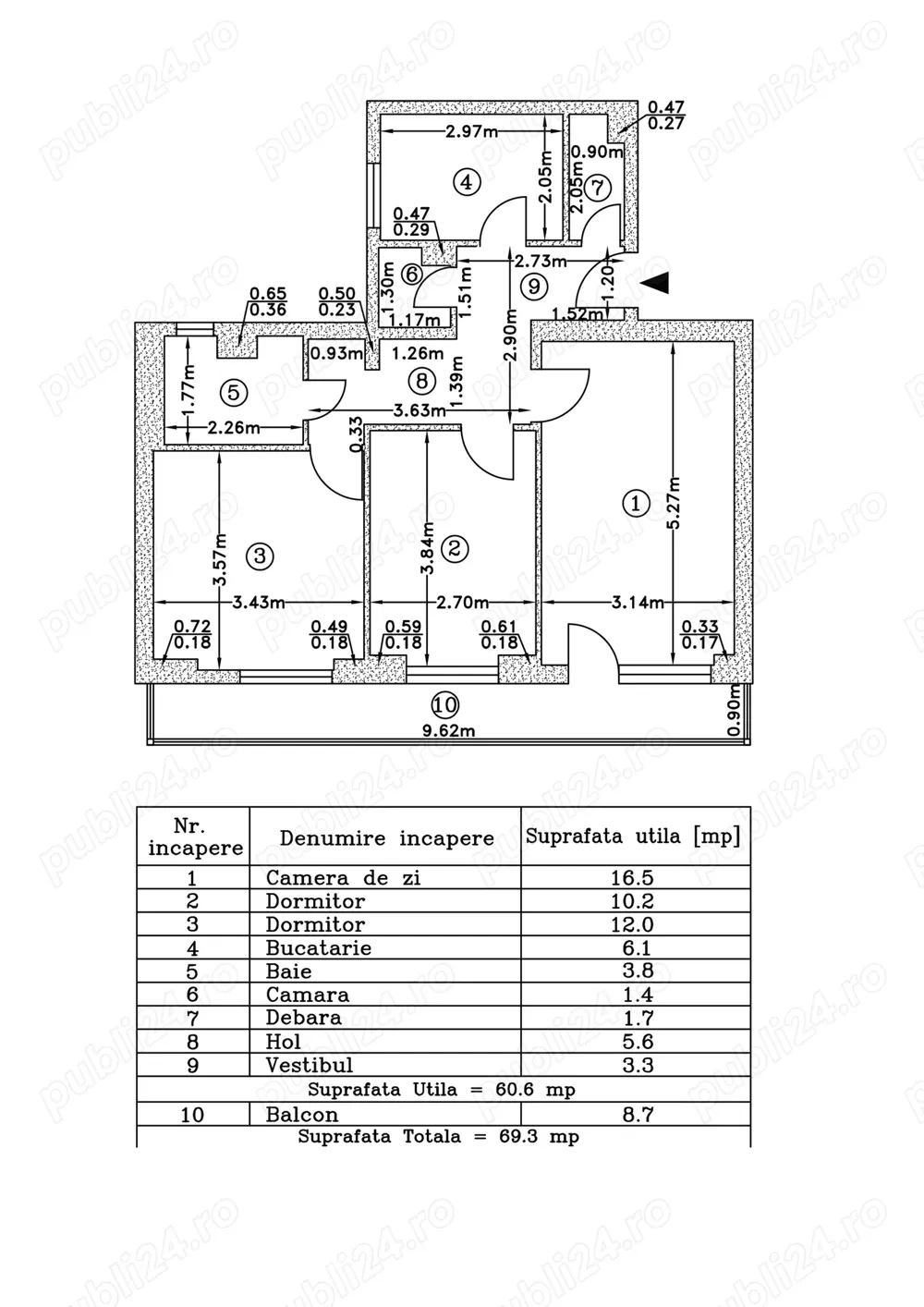Apartament 3 camere, decomandat, Bdul Lacul Tei.