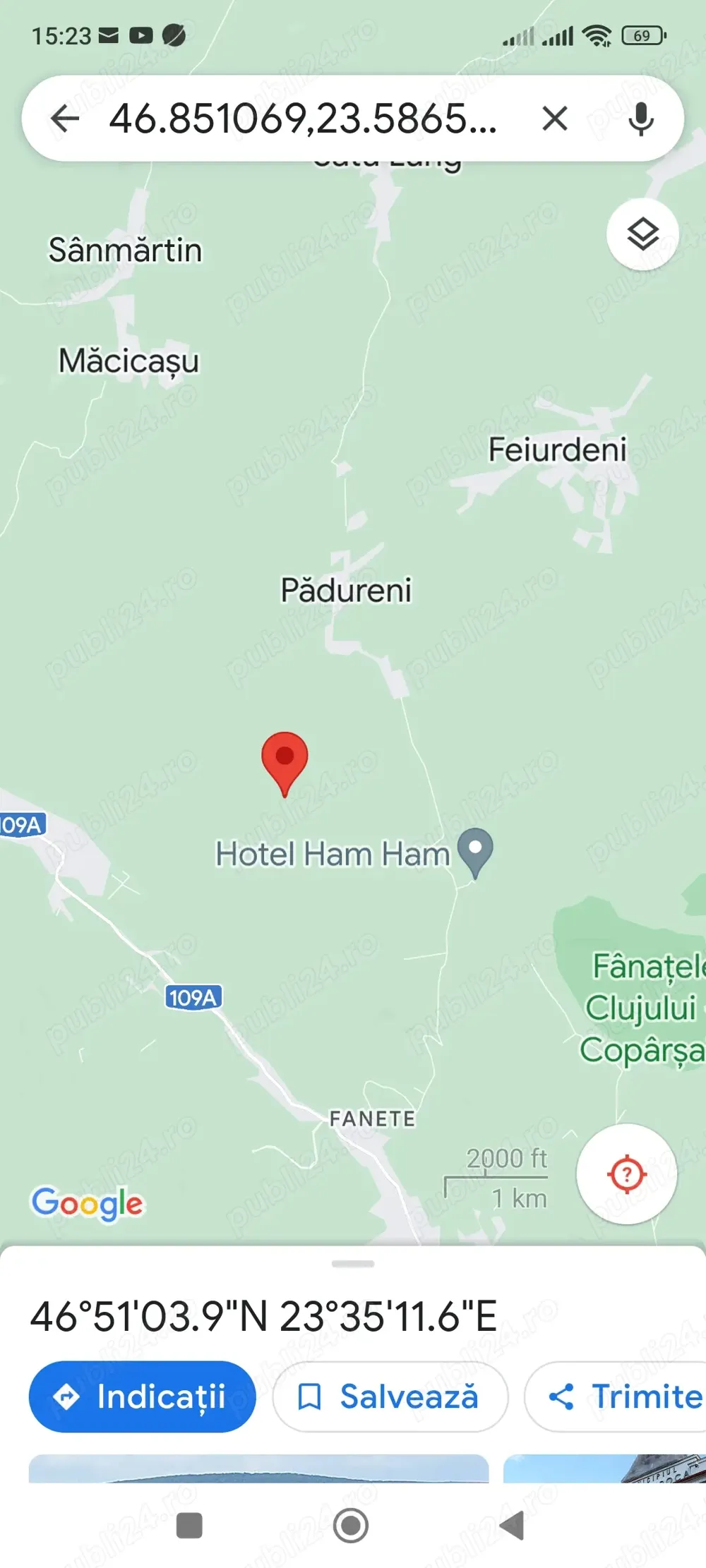 Vand  teren cu suprafata de 5800mp in zona localitatii Padureni,la 5 km de Auchan Iris Cluj-Napoca