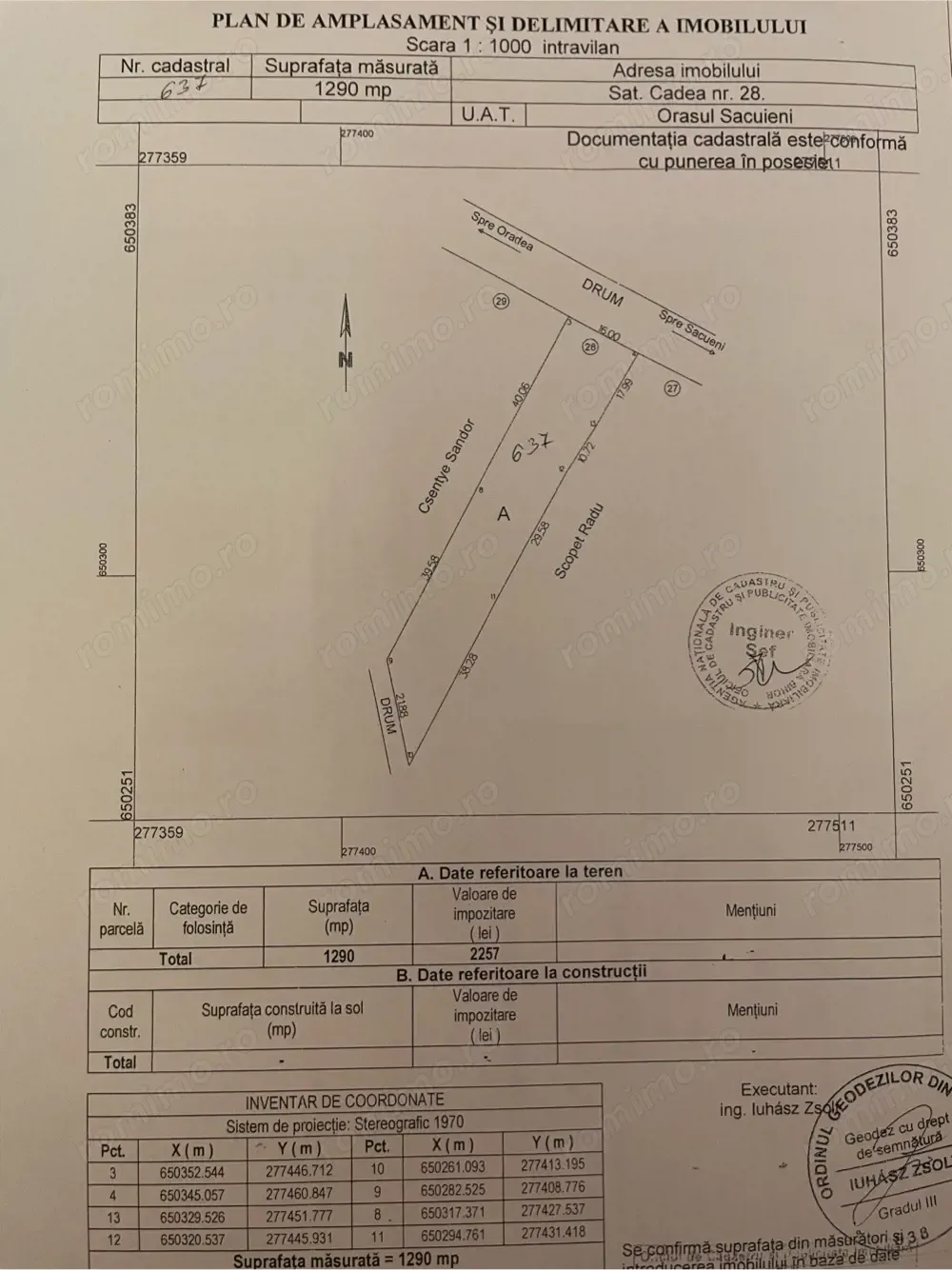 Teren de vânzare în Cadea!!!