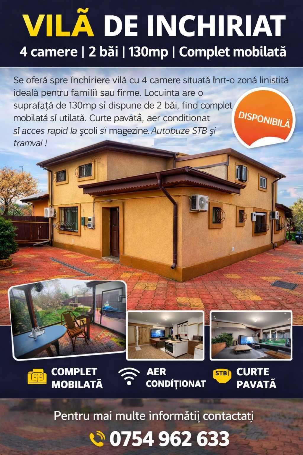 Vilă 4 camere de închiriat  Sector 4, Giurgiului / Luica | Curte mare | Parcare | 850€