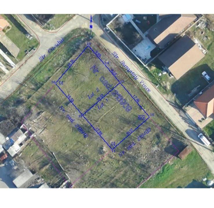 Vând 2 loturi teren de 350 mp/parcela, zona Oncea, str  Bunytai Vince