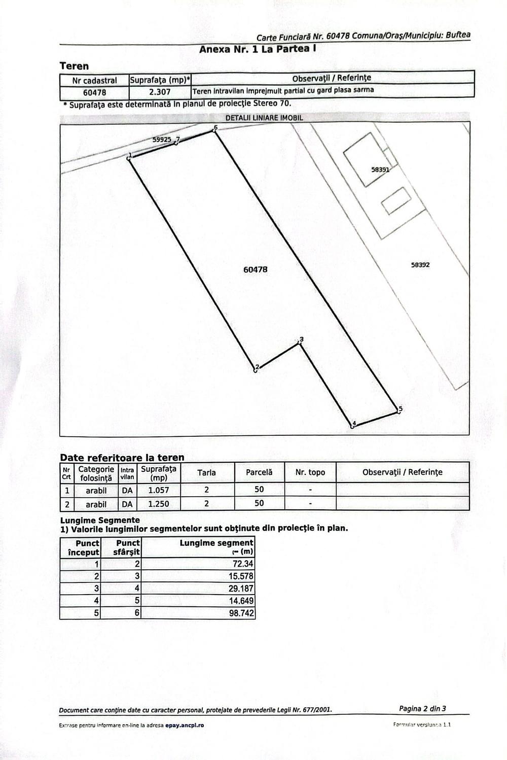 Teren de Vanzare Buftea  2307 mp