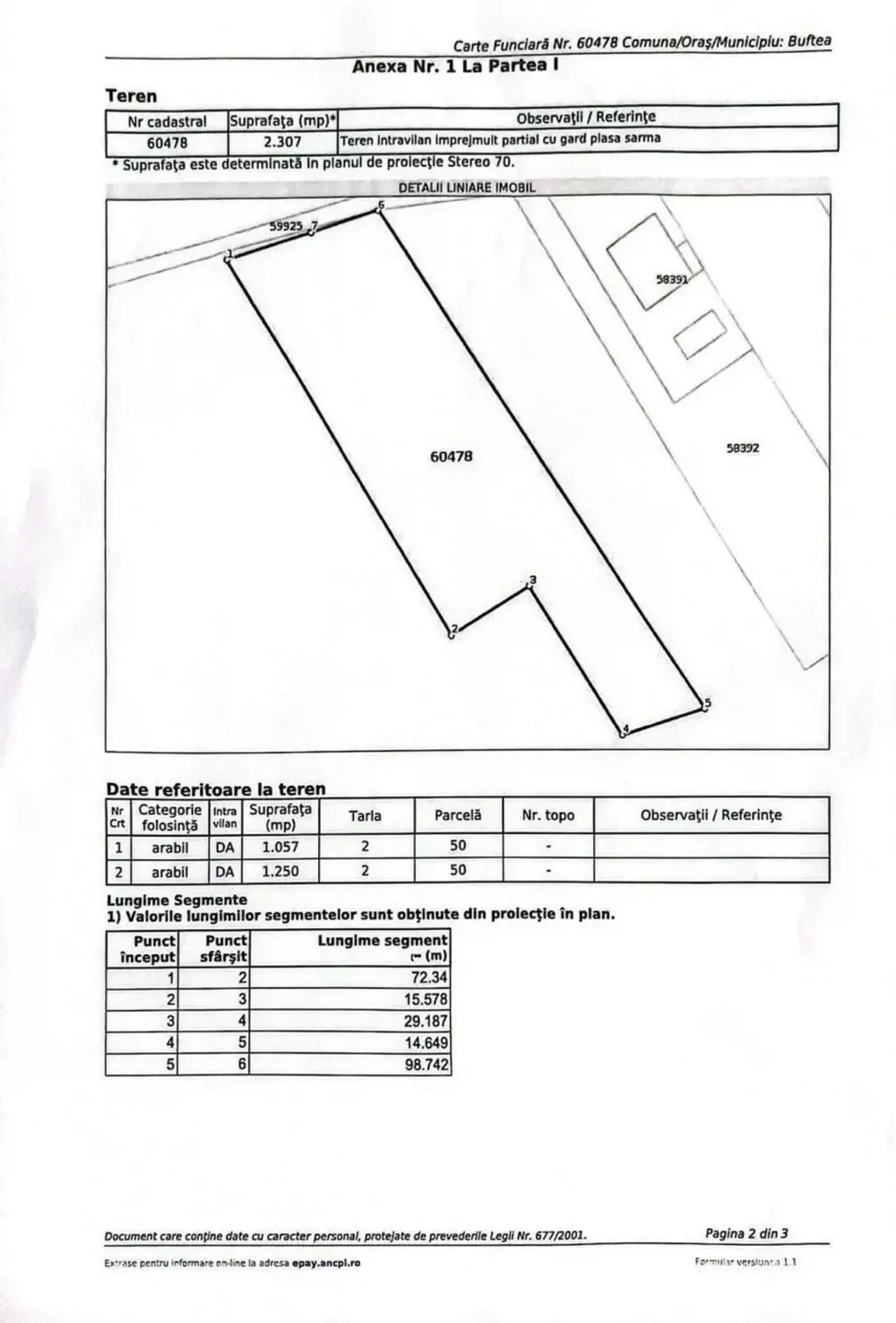 Teren Intravilan 2307 mp Buftea   toate utilitățile, locație excelentă!