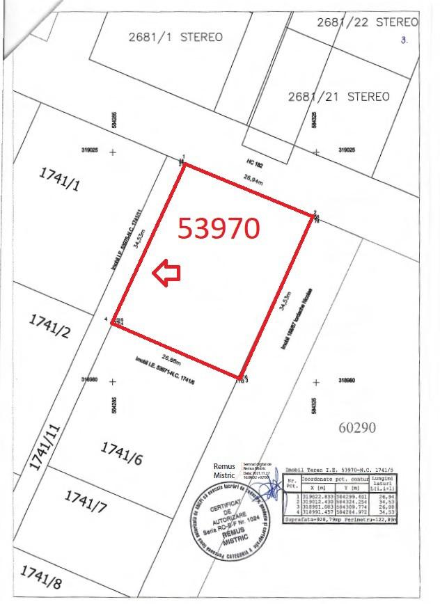 Teren INTRAVILAN oras Magurele, 1.000 mp, deschidere 34,5 m