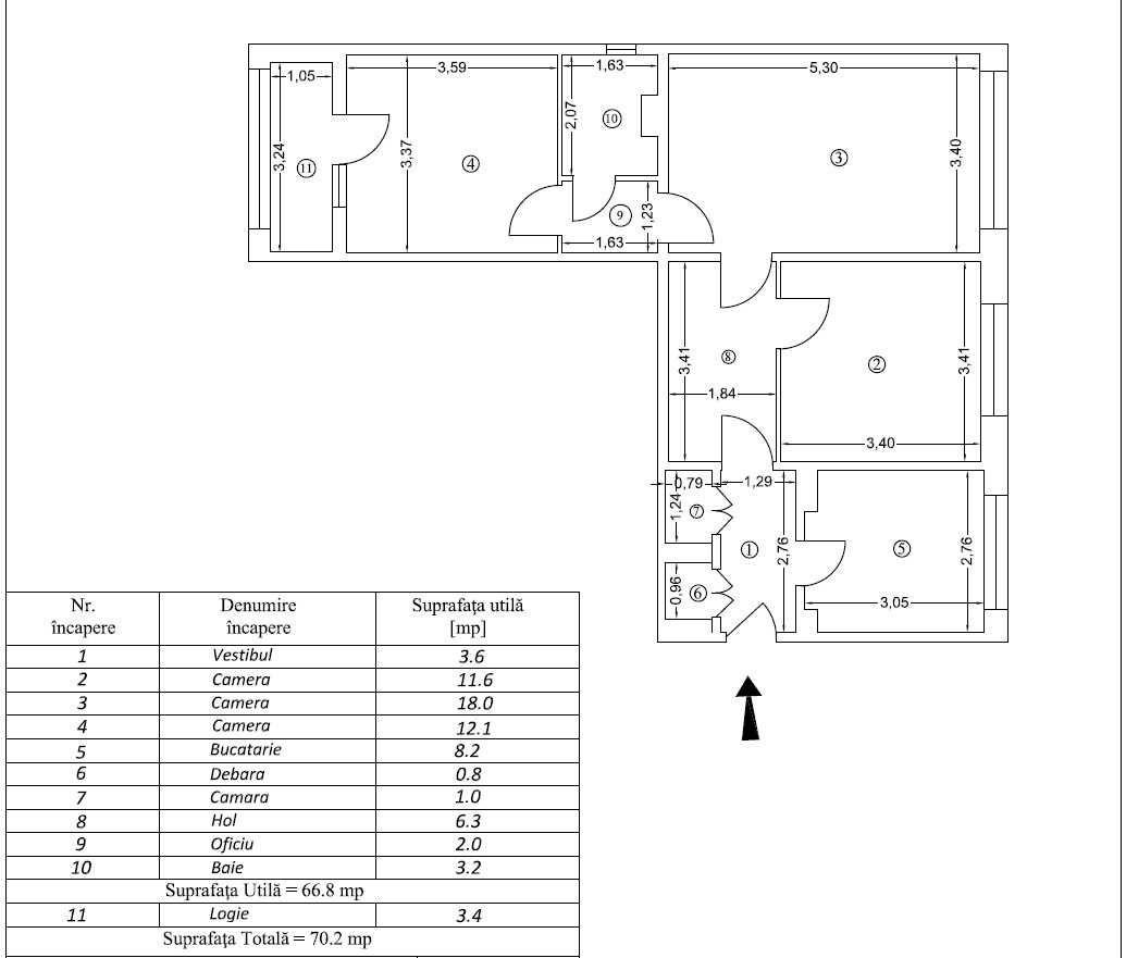 vanzare - apartament 3 camere, semidecomandat, etaj 1, sector 3
