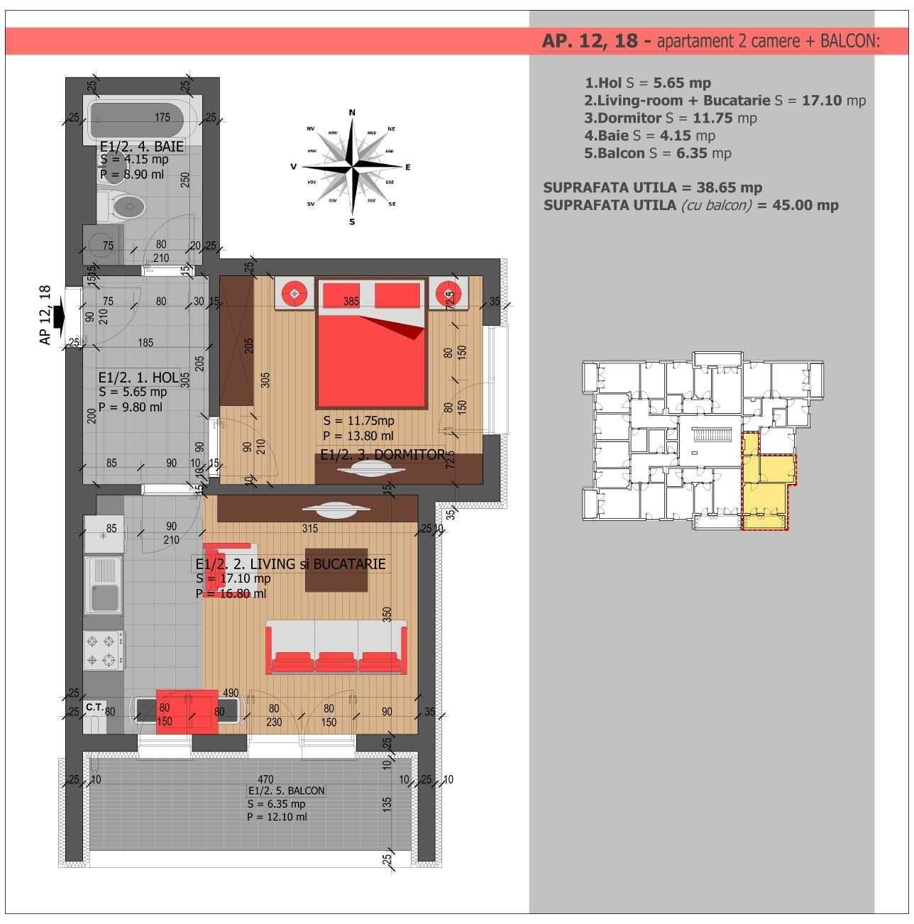 Inchiriez apartament 2 camere NEMOBILAT, LOC PARCARE, constructie NOUA, centrala termica, AC , PROPRIETAR