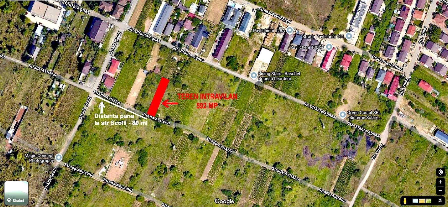 TEREN INTRAVILAN DE VANZARE Popesti-Leordeni Strada Astrelor – 592 mp