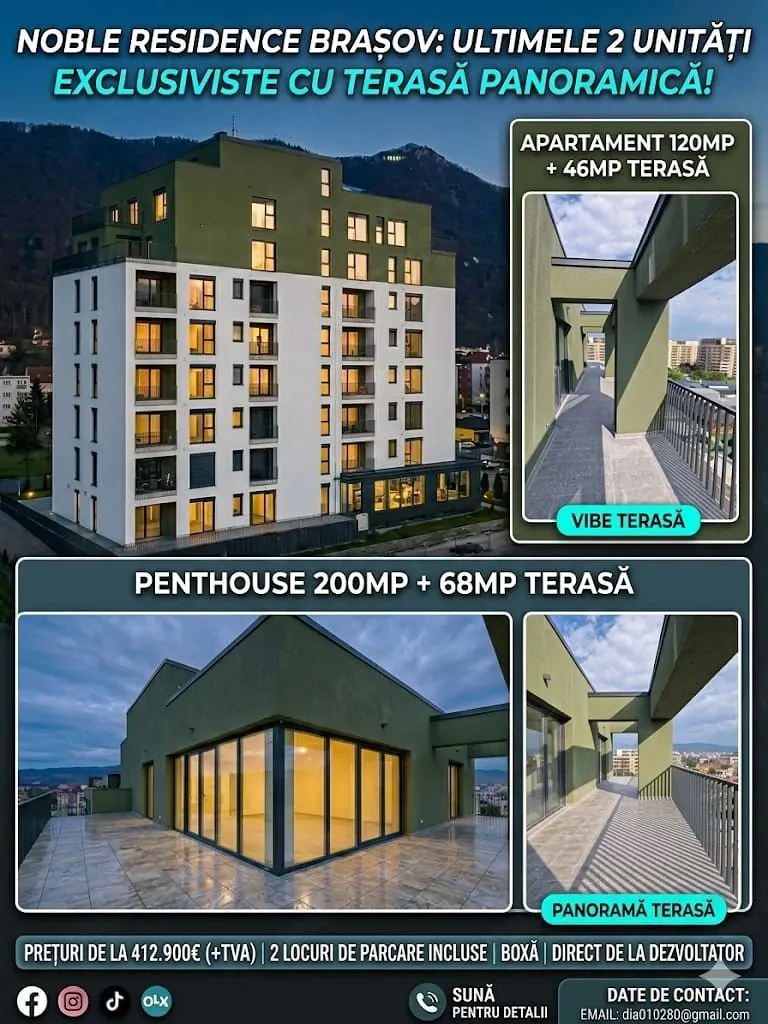 Penthouse Exclusiv "Noble Residence" | Terase Panoramice | Imobil nou finalizat in 2025 Brasov - imagine 1
