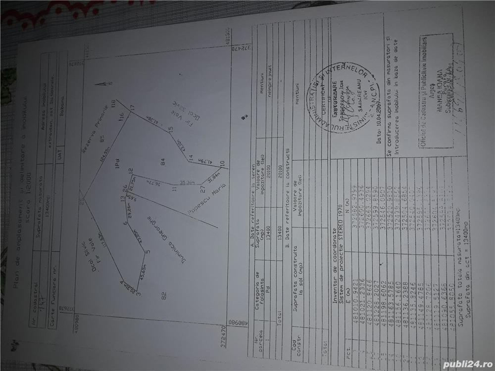 Vand  teren,12km de la res.Cornul vanatorului.4E/mp !