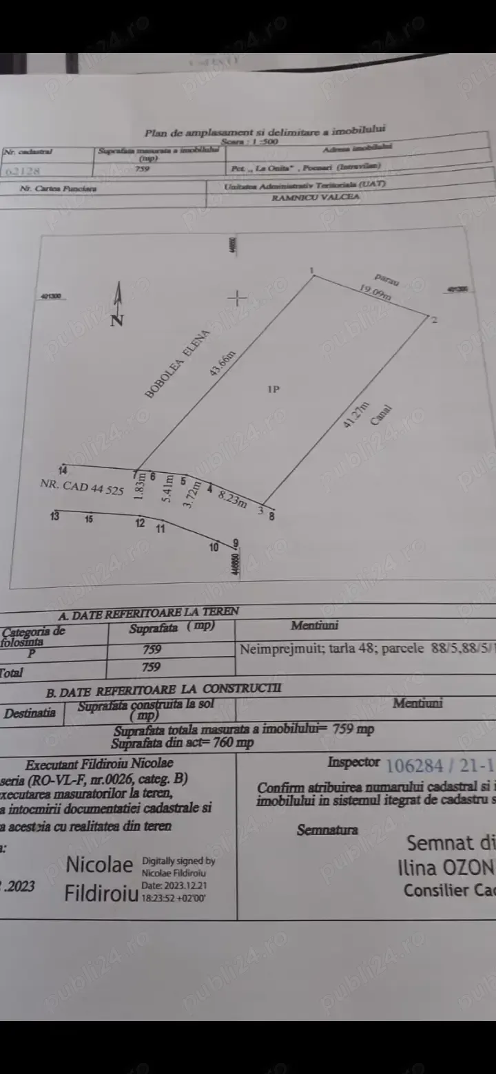 Teren de vanzare 758mp intravilan  cu acces la toate utilitatile