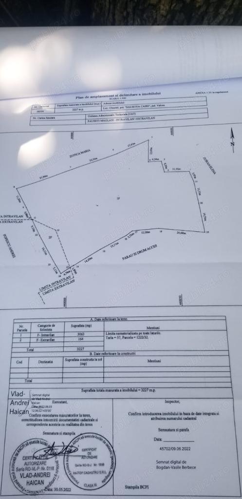 Teren intravilan de vânzare (Pausesti-Maglasi)