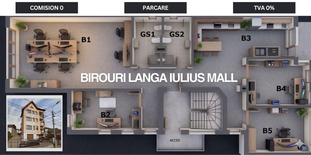 Spatiu de birouri parter langa Iulius Mall (300m - str Intre Lacuri) cu locuri de parcare in curte - pretabil pentru activitate de birou, IT conta - imagine 1