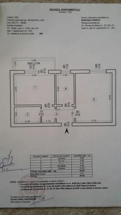 Vand apartament 2 camere decomandat, Tatarasi, etaj intermediar