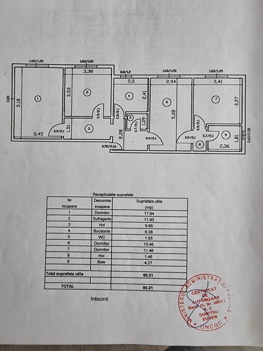 Apartament cu 4 camere  Spatiu comercial