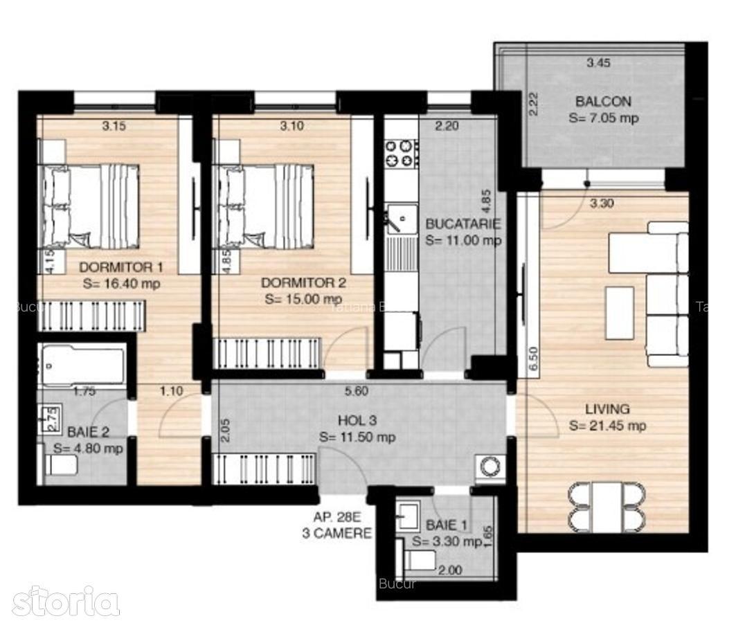 3 camere 90mp Pipera Plaza (236400 TVA Inclus) - imagine 1