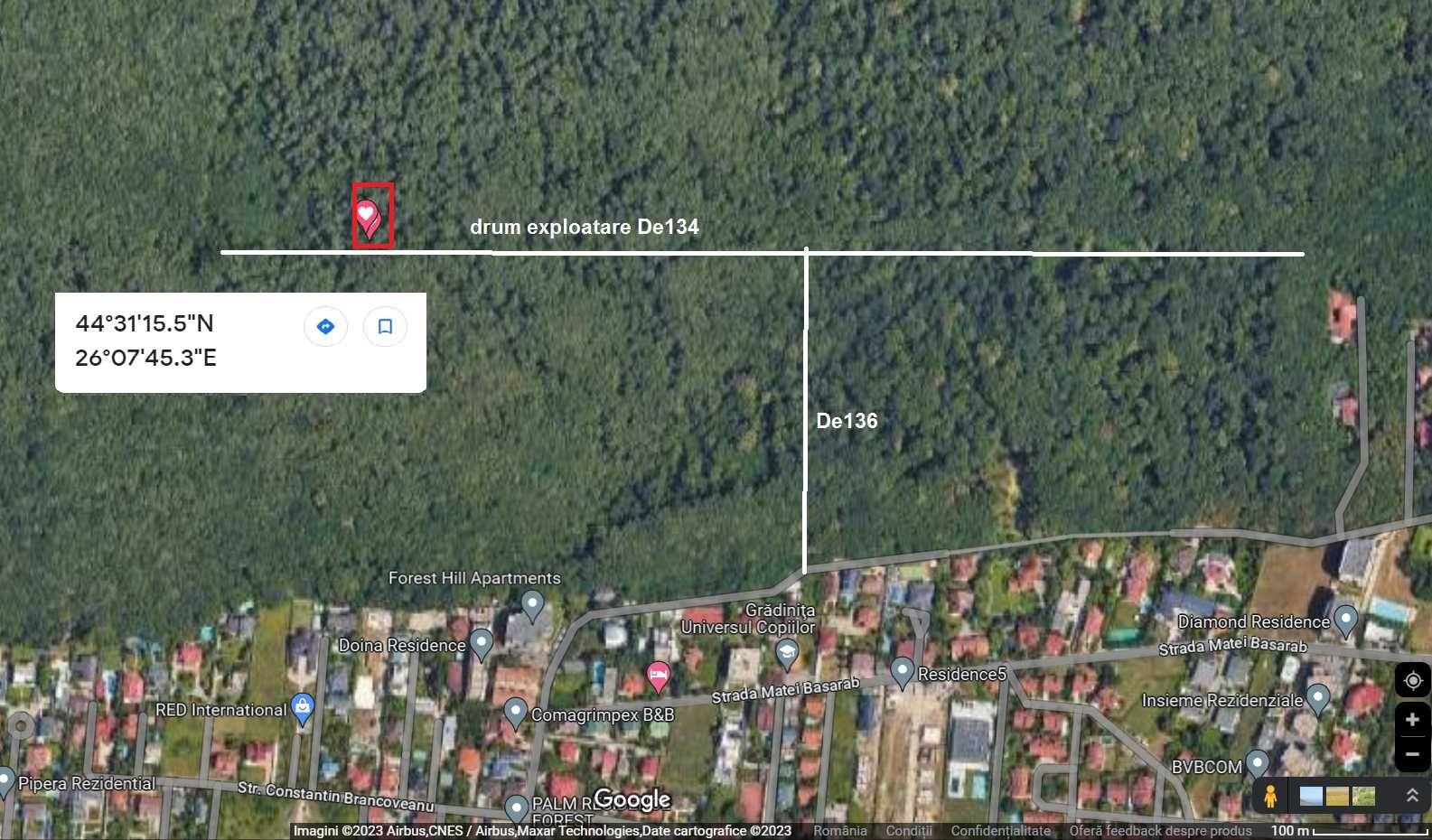 Vând teren 1000mp în pădurea Băneasa(Voluntari), forestier, 28x38m - imagine 1