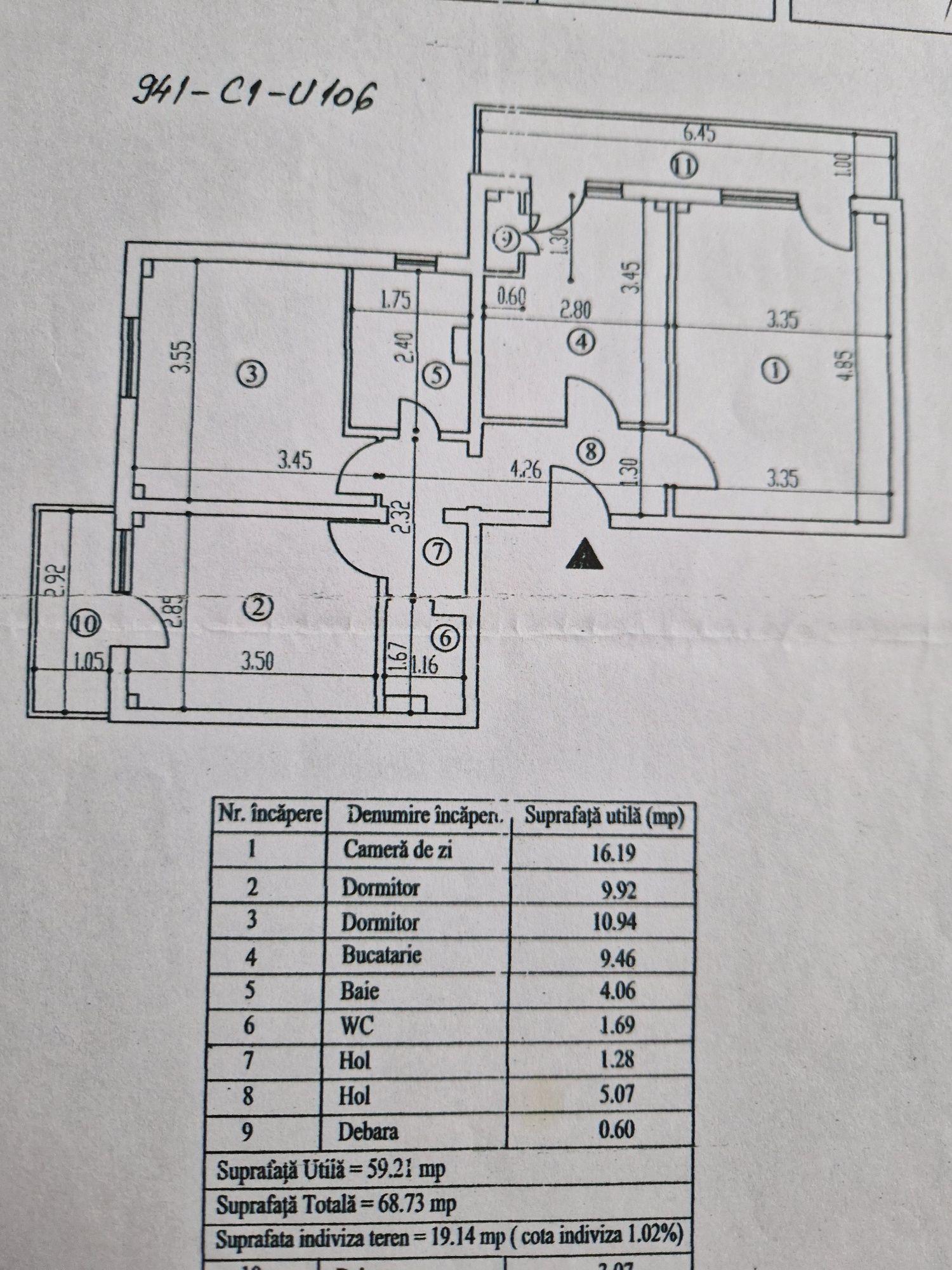 Vând Ap 3 camere  et. 4/4  2 balcoane 2 băi  CT  AC Termopan. - imagine 1