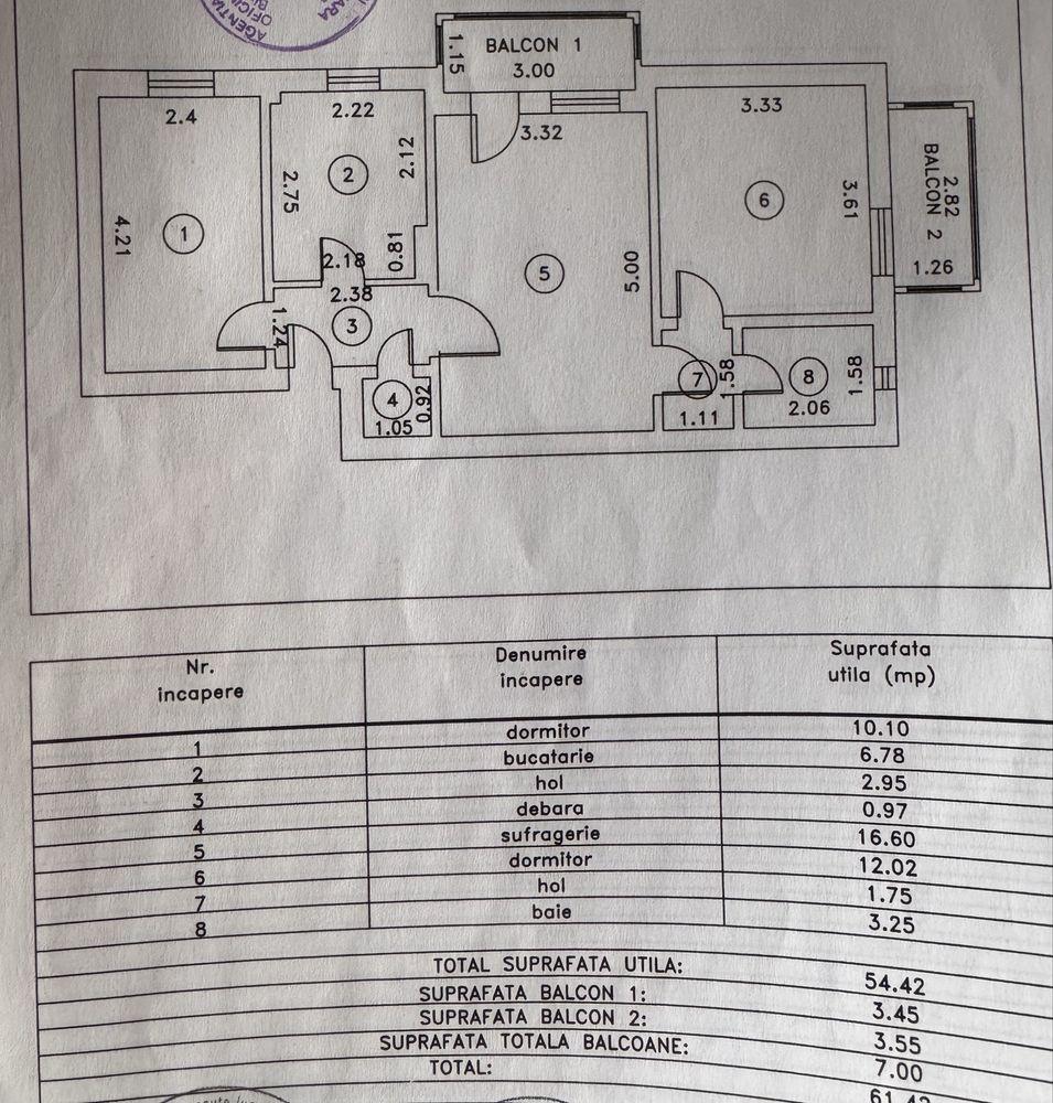 Schimb apartament 3 camere cu casa
