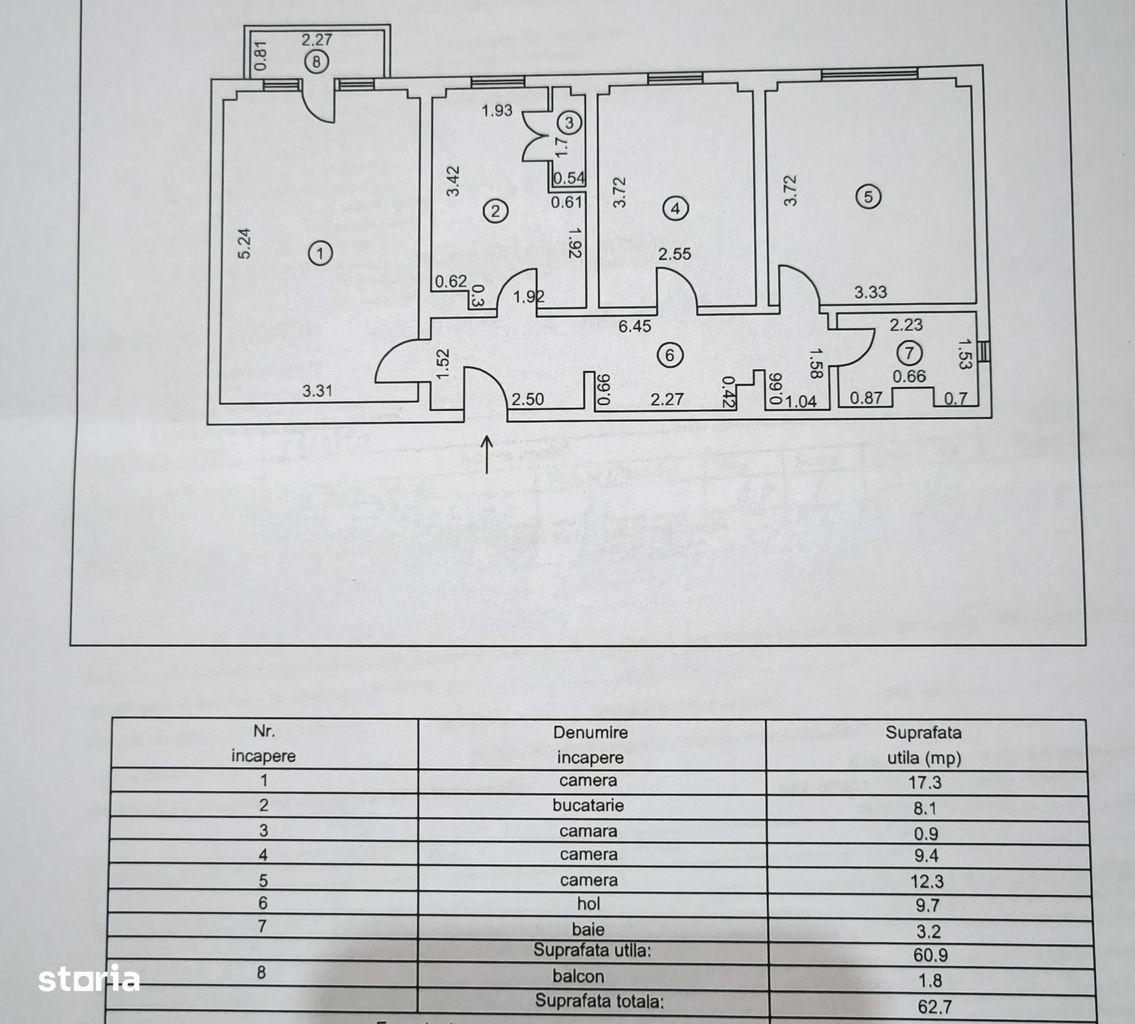Apartament 3 camere de vanzare