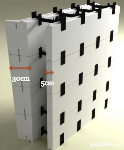 Cofraje din polistiren EPS100 cu element de legatura reglabila pentru constructii Case Pasive.