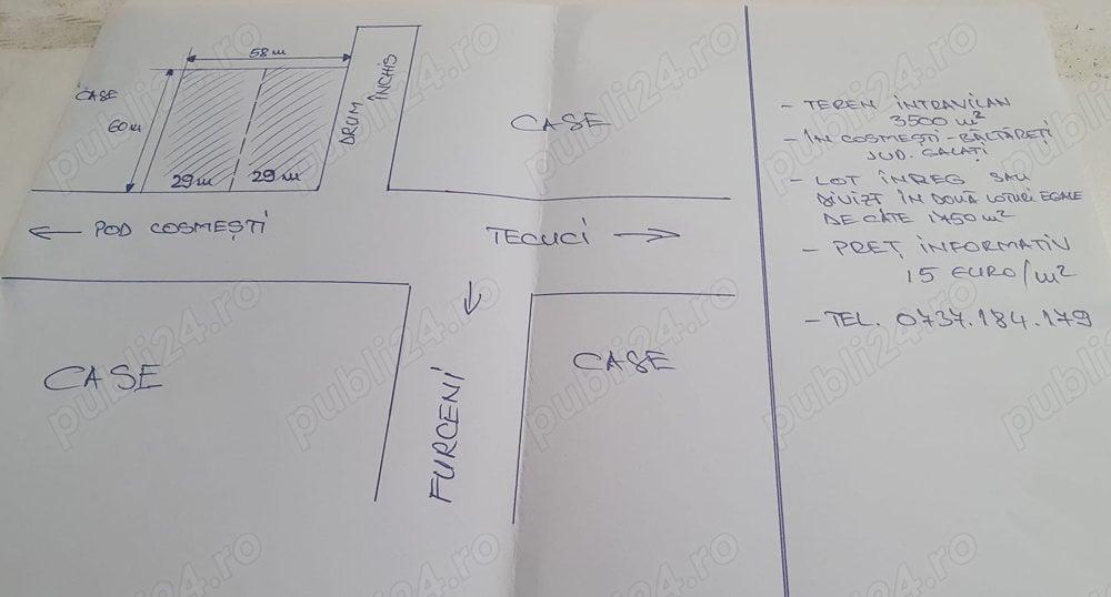 Teren intravilan Cosmești Băltăreți