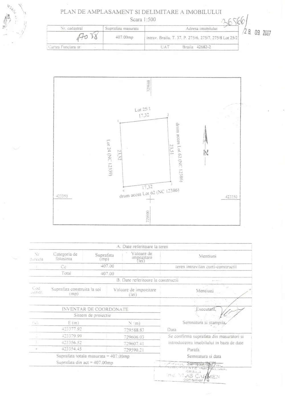 OCAZIE! Teren pe COLȚ 407 mp Minerva   Deschidere Dublă 40m + Fundație