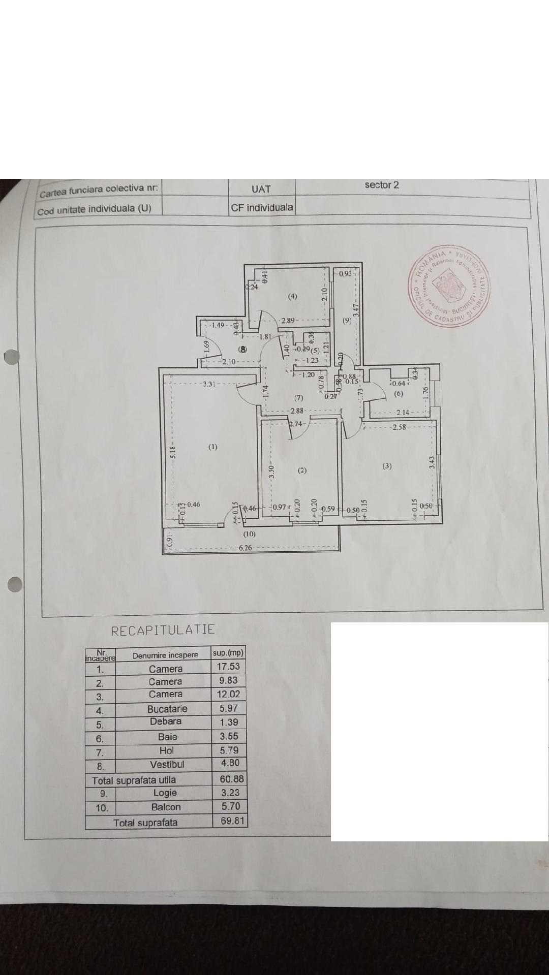 de vanzare apartament 3 camere Tei