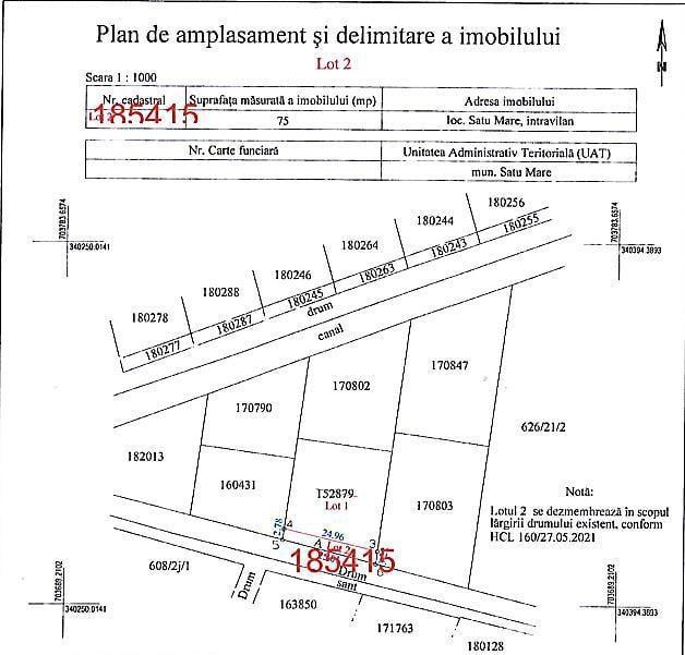 Teren intravilan 625 mp. construibil cu PUZ strada Basmelor, nr. 87 B, Satu Mare