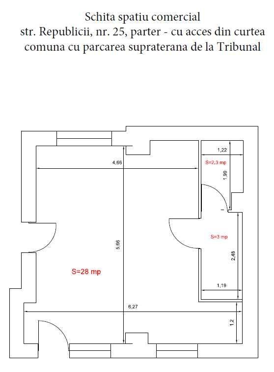 Inchiriere spatiu parter - Republicii, in curtea parcarii de la Tribunal