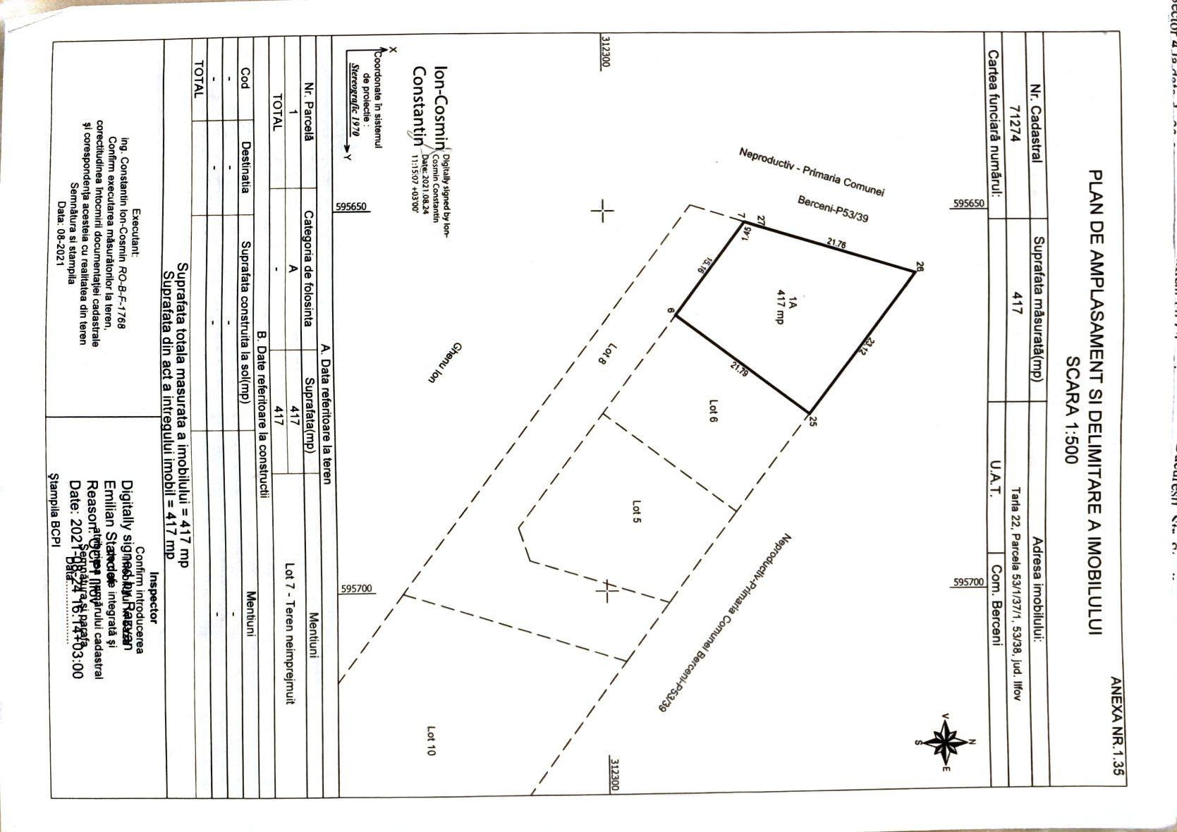 Teren de vânzare  comuna Berceni - imagine 1