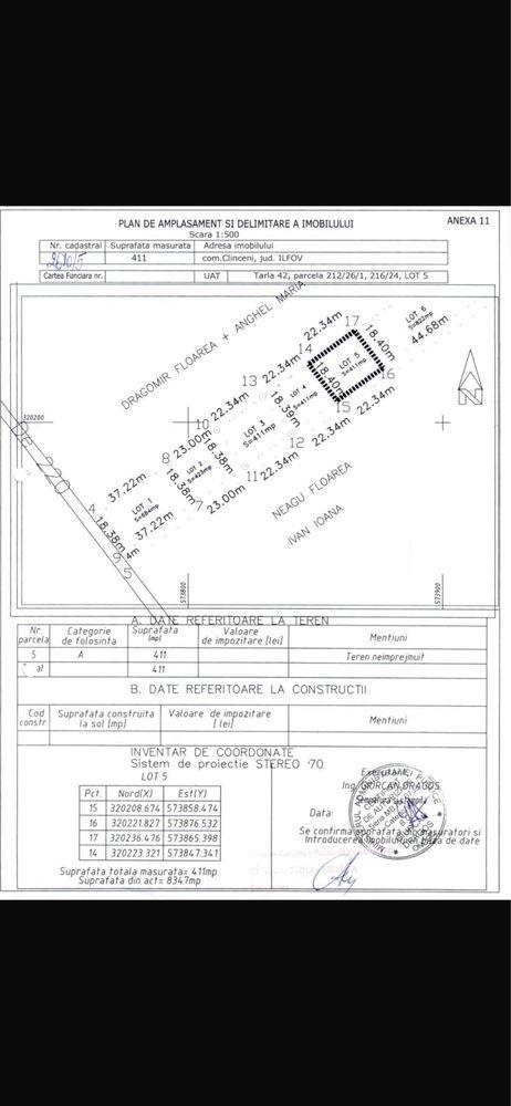 500 mp Clinceni stadion proprietar + 2500 m teren investitii