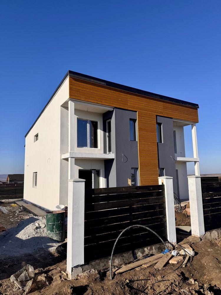 Casă 3 camere 2 băi P+1 tip duplex Miroslava-Vorovești CANALIZARE încălzire pardoseală 80mp util 250mp teren 130.000€ TVA inclus