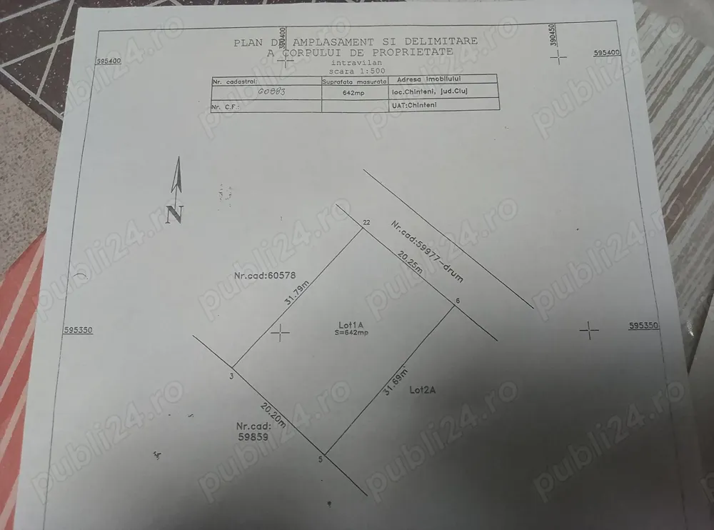 Vând teren intravilan la intrare în comuna Chinteni jud. Cluj