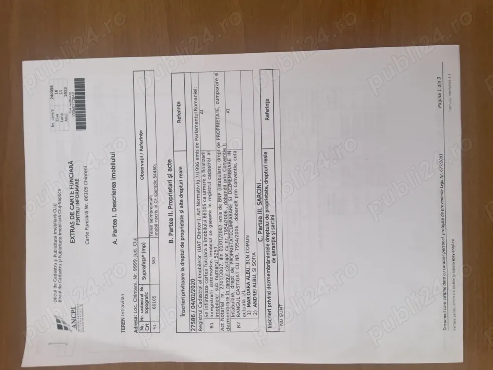 Teren intravilan de vanzare in Chinteni, aproape de Cluj Napoca 580 m2 - imagine 1