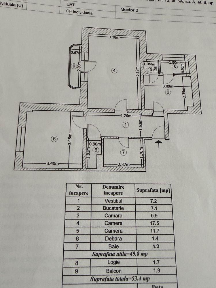 Ap. 2 camere Baicului 53,4 mp bloc 1985 reabilitat, camere de comandat AC și boiler noi termopane Ideal locuit/investiție.