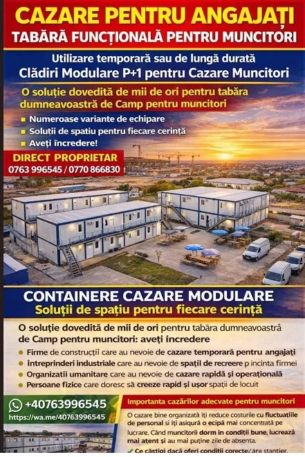 Cazare Angajați , Echipe Tabără funcțională pentru muncitori in oras Stradal - imagine 1