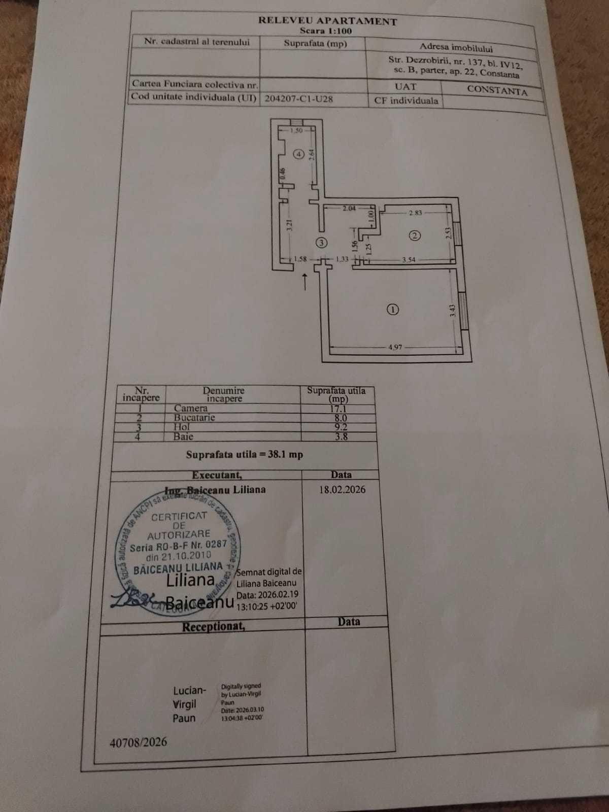 Vand garsonieră decomandată 38 mp