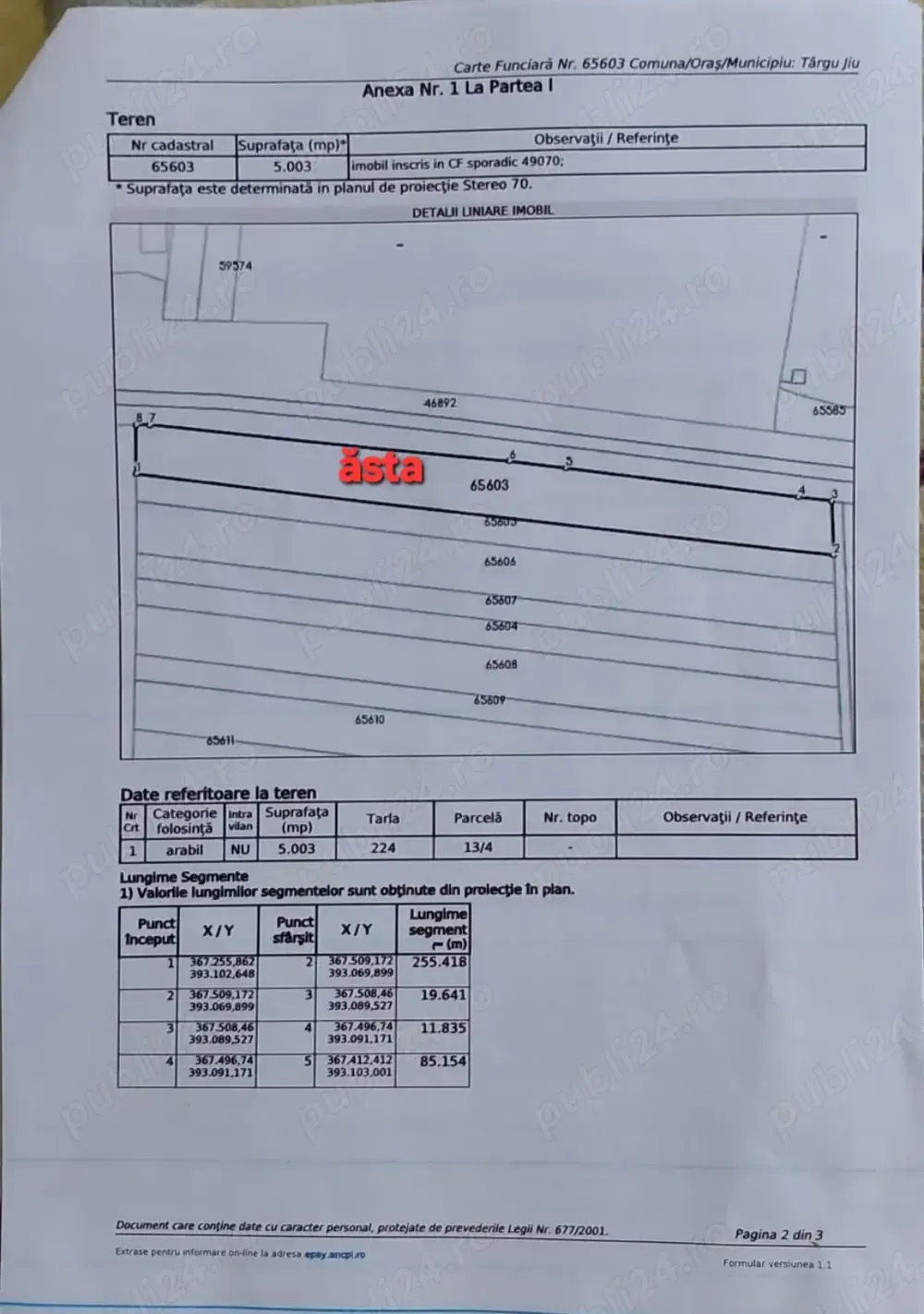 Teren extravilan în Tg-Jiu 5000 mp.