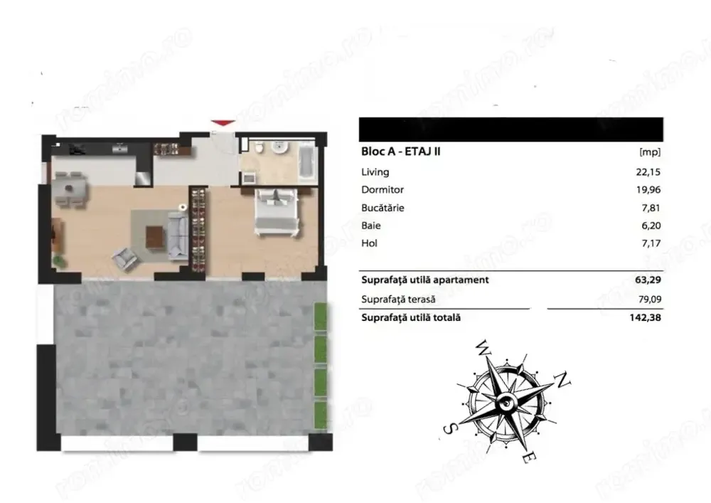 Apartament 2 camere+terasa Sopor