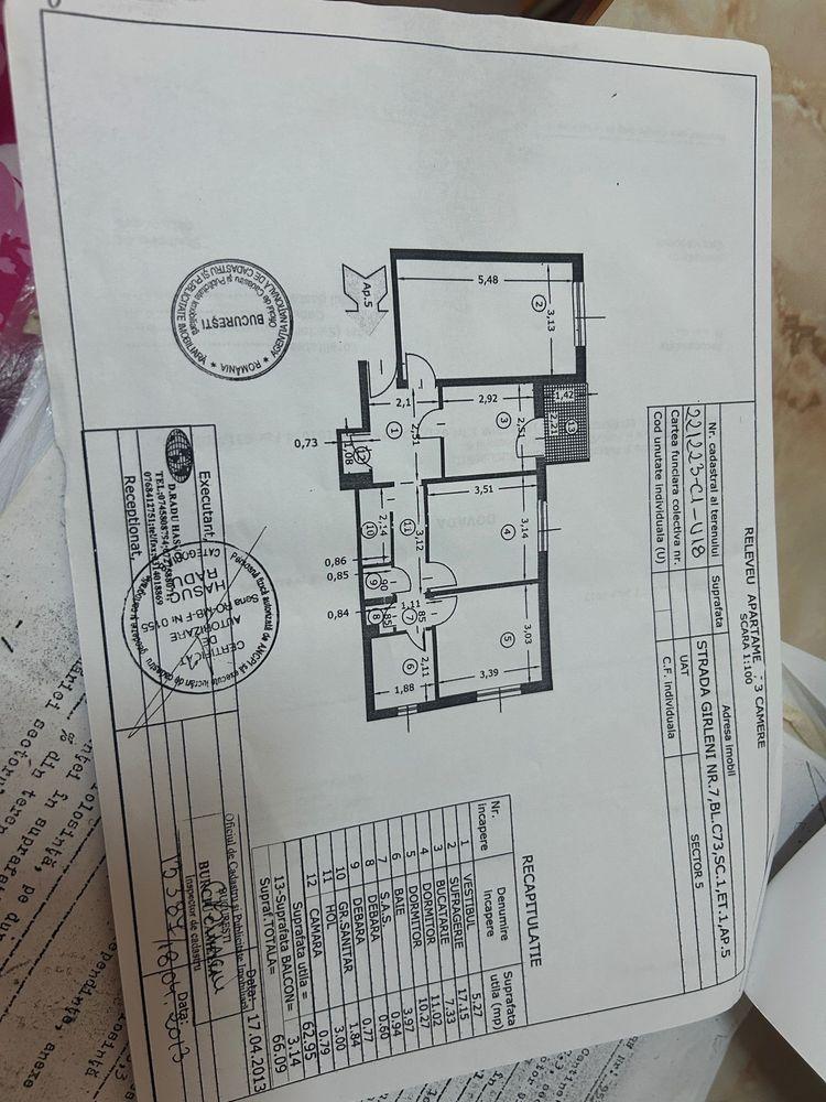 Apartament 3 camere Str Gârleni nr7 sect 6 Bucuresti