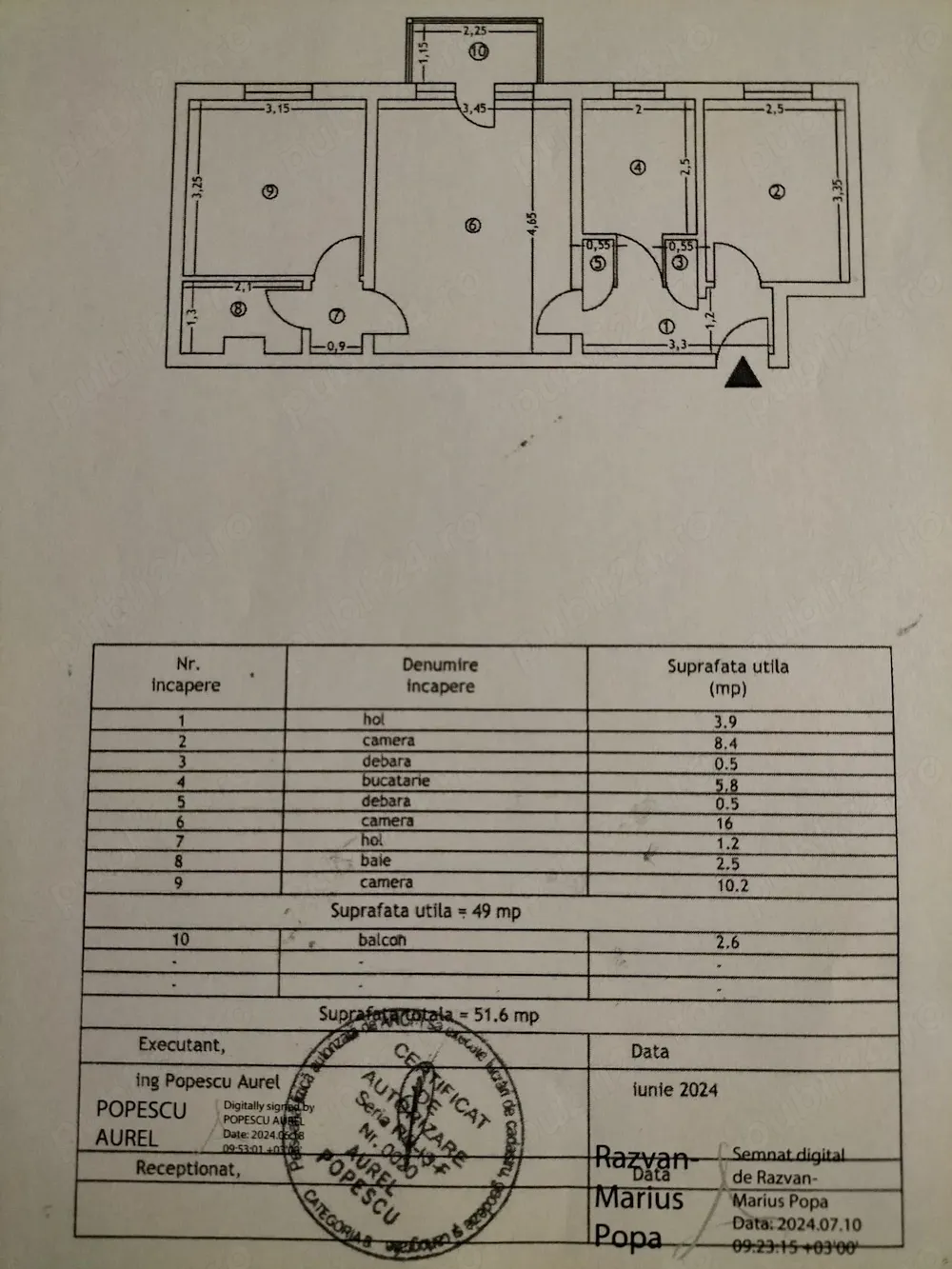 Apartament 3 camere SD, et. 3, Zimbru (Proprietar)