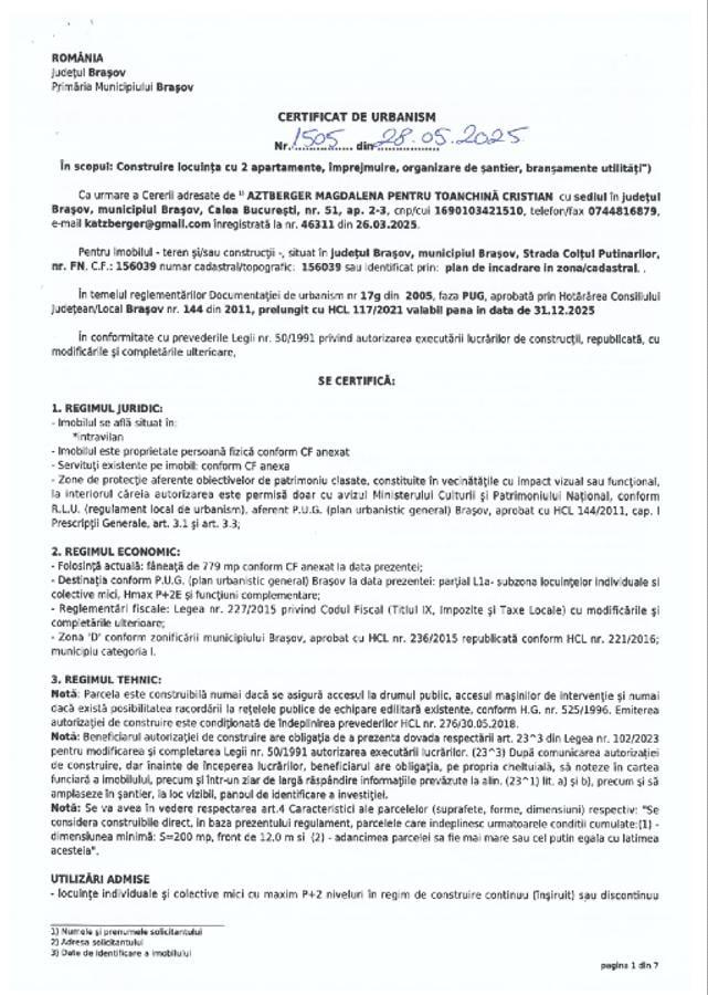 Exceptional! 779 mp teren pe Drumul de Poiana - Coltul Putinarilor