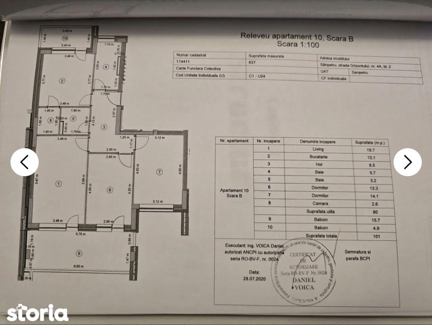 Apartament 3 camere + loc de parcare, etaj 3