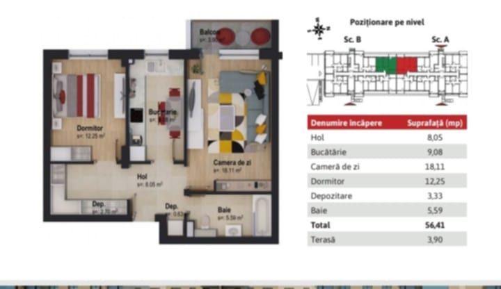 Apartamentent Decomnadat 2 camere de vanzare