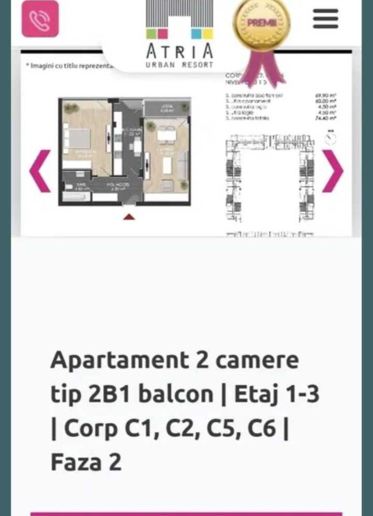 Atria Urban Resort 2 camere Proprietar Sector 1 Sisesti
