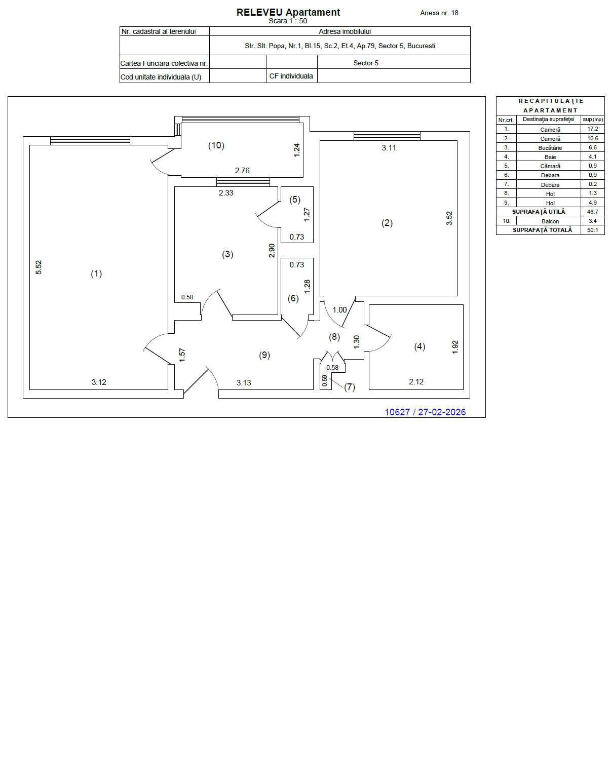 Apartament 2 camere decomandat - Sublocotenent Popa, nr. 1, bl 15, scara 2 - Rahova