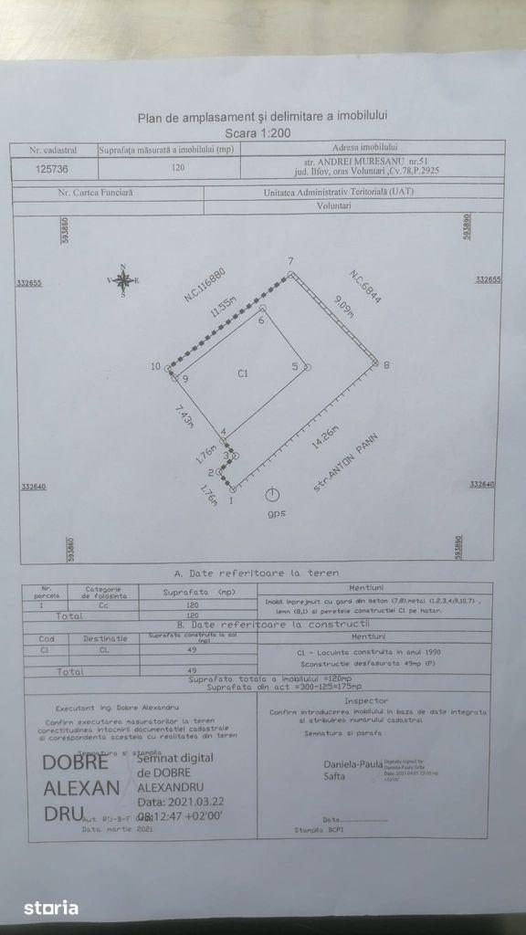 Teren 120 mp + casă veche de renovat / demolat – Voluntari