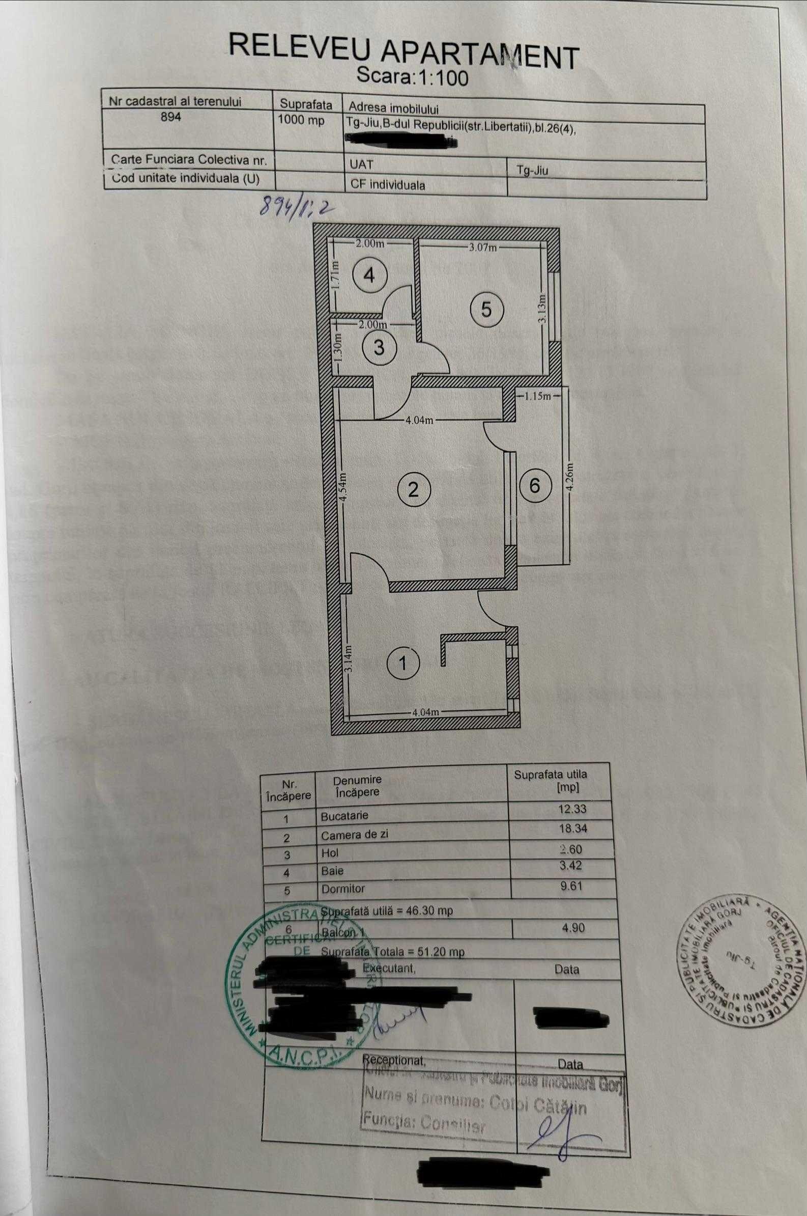 Apartament 2 camere direct proprietar, situat in Targu Jiu, Bld Republicii